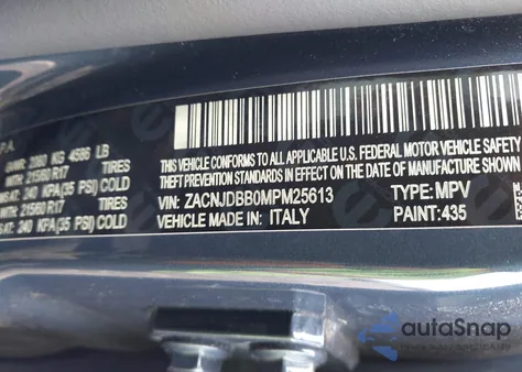 2021 Jeep Renegade Latitude 4X4 z USA, uszkodzony, nr VIN ZACNJDBB0MPM25613